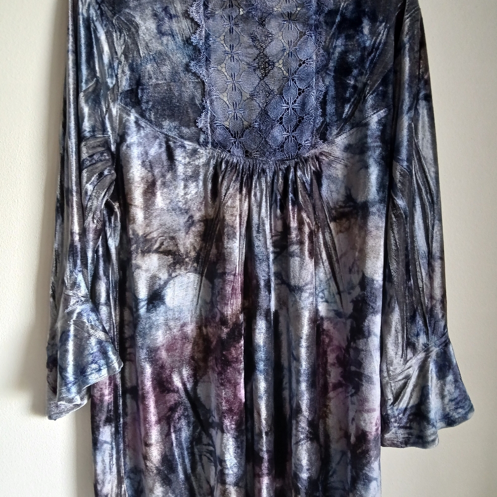 Live and Let Live Top Velour Size Large Whimsigoth Artsy Boho - Picture 10 of 14